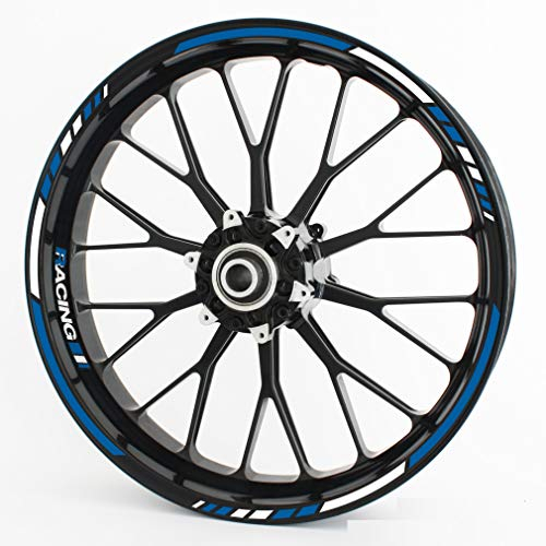 Felgenrandaufkleber RS - Komplettset für 15 16 17 18 19 - Farbe & Design wählbar - Blau, Design 1