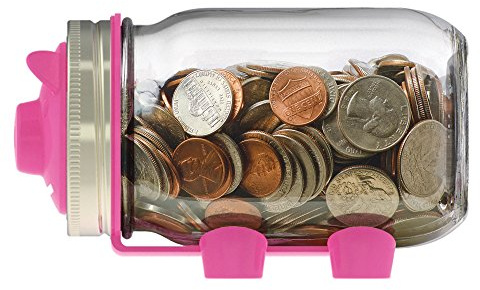 Jarware 82600 Piggy Bank Lid for Regular Mouth Mason Jars, Pink