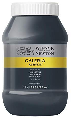 Winsor & Newton 2154465 Galeria Acrylfarbe, hohe Pigmentierung, lichtecht, buttrige Konsistenz, 1000 ml Topf - Payne´s Grau