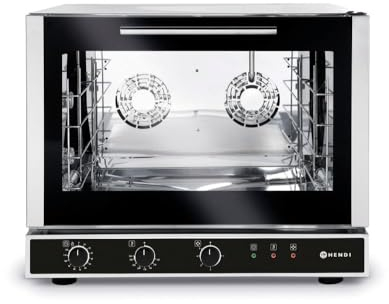 HENDI Kombidämpfer, Control, für 4x 600x400m Bleche, mit 2 reversibler Lüfter, Temperaturbereich: bis 260°C, Heißluft- mit Dampf-Backofen, Dampfgarer, 230V/6400W, 783x755x(H)634mm, Edelstahl