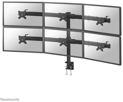 Newstar FPMA-D700D6 Tilt/Turn/Rotate Desk Mount (clamp) for six 19-27 Monitor Screens, Height Adjustable - Black
