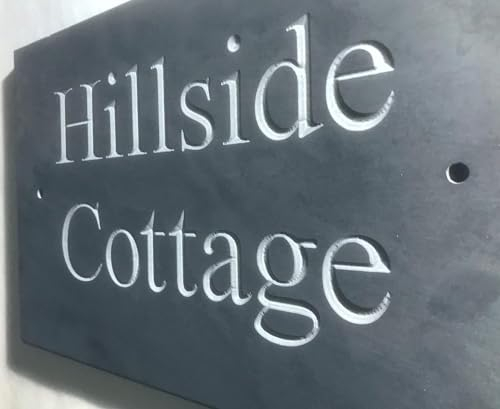 Slate House Signs Name Number Plaque 300x200mms,Unpainted. Personalised Sign Engraved NOT LASERED, shipped the next working day