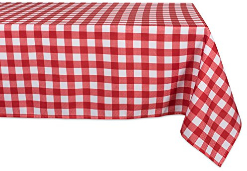 DII Nappe d'extérieur 100% Polyester, Anti-Fuite et imperméable, Lavable en Machine, 152,4 x 304,8 cm, Rouge à Carreaux pour 10 à 12 Personnes