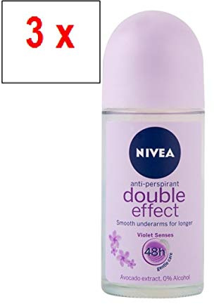 Nivea women Double Effect roll-on deodorant, anti-perspirant, pack of 3 x 50 ml