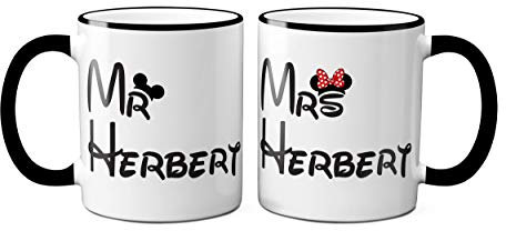 Personalised Mr and Mrs Mugs - Perfect Wedding or Anniversary Present (Mr and Mrs)