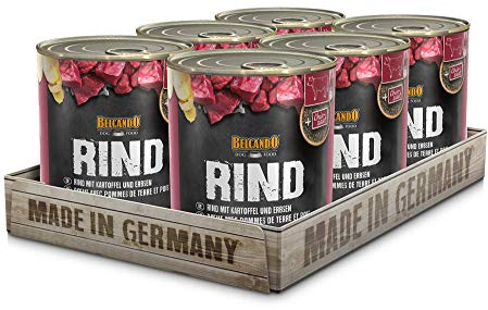 BELCANDO Super Premium Dose [6x800g Rind mit Kartoffel & Erbsen] | Nassfutter für Hunde | Feuchtfutter Dose | Alleinfutter für Hunde Aller Rassen