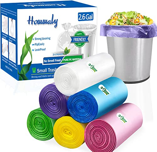 Petits sacs poubelle de 15 litres, Poches Plastiques, sacs poubelle, sacs poubelle de 15 litres, sacs poubelle pour maison, bureau, cuisine, poubelle, salle de bain, chambre à coucher, 5 couleurs.