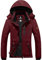 GEMYSE Damen Wasserdichte Winddichte Skijacke Winterjacke Wanderjacke Hardshelljacke Regenjacke mit Kapuze (Weinrot,XL)