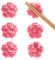 Honbay 6PCS Elegant Cherry Blossom Ceramic Chopsticks Rest Rack Stand Holder for Chopsticks, Forks, Spoons, Knives, Paint Brushes (pink)