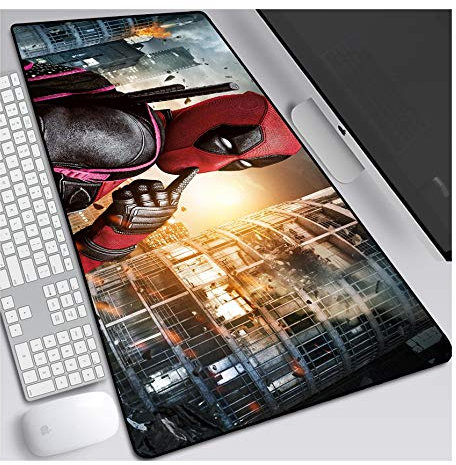 Mouse Mat New mutant Deadpool Anime Mouse Pad, Extended XXL Mousepad,Speed Gaming Mouse Mat,800x300mm Large Anime Mousepad with Non-Slip Rubber Base,3mm Stitched Edges,for computer PC, D
