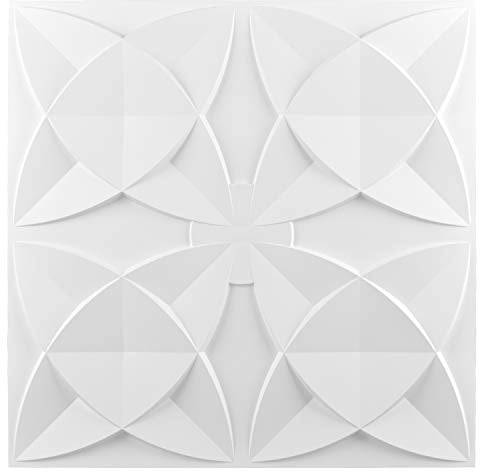 Art3d Lot de 12, 4,5 m²,Panneau Mural 3D, Dalles de Panneaux Plafond, Blanc Floral Plafond