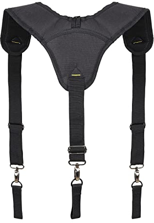 Bretelle per cintura degli attrezzi, resistenti, imbracatura imbottita per elettricisti con clip in metallo, design ad anello regolabile ed elastico