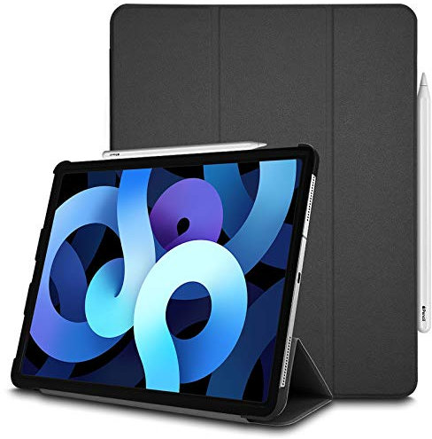 TECHGEAR Coque pour iPad Air 5 2022, Air 4 2020 [Compatible Apple Pencil] Coque Smart Case Stand Trois-Pli avec Protection d'Angles pour iPad Air 10.9 Pouces - Noir