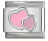 Pfeilförmiges Doppelherz-Charm, passend für alle klassischen 9 mm Charm-Armbänder im italienischen Stil