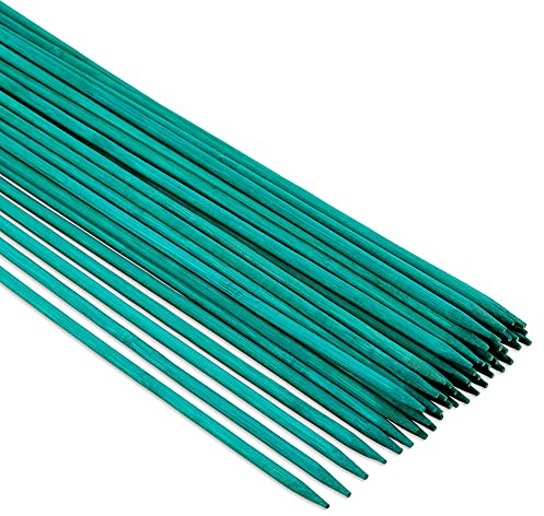 KINGLAKE Pflanzenstab Ochideen Stäbe 45cm, 50 Stück Pflanzenstütze Stab, Orchideenstäbe mit 50 Pflanzenbindern, Pflanzstäbe Blumenstäbe, Pflanzen Stange Rankstäbe, Bambusstäbe Plant Stick Grün