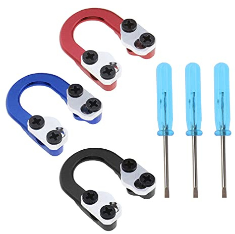 eMagTech 3 Set Bogenschießen D Loop Compound Bogen Metall U Nock D Ring Schnalle Release Nocking Loop mit Schraubenziehern für Schießen Installationszubehör Rot Blau Schwarz