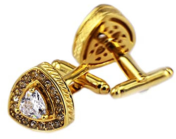 Lieson Manschettenknöpfe Herren, Manschettenknöpfe Gravur Gold Dreieckiger Manschettenknöpfe Zirkonia Cufflinks für Hemd Hochzeit Geburtstag Geschenk