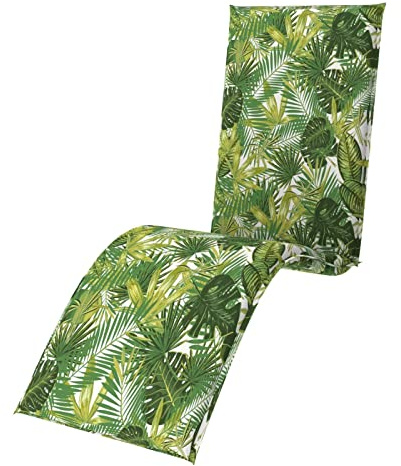 Doppler Auflage Relax-Liege Living Palmen I Gartenliege-Polster 170x48x6cm aus Baumwolle & Polyester I Liegestuhl-Auflage weich & bequem I Liegenauflage zum Festbinden an Sessel