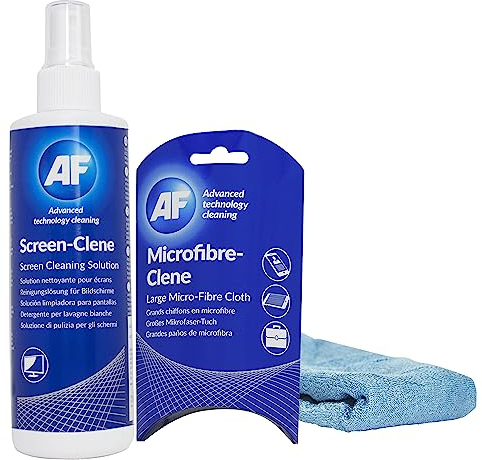 AF Screen Cleaner Solution 250ml and Large Microfibre Cloth - Ideal for TV's, PC's, Laptops, Tablets & Phone's