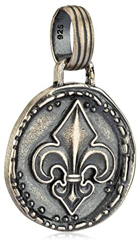 NKlaus 925 argent pendentif Fleur de Lys rond Ø18mm fleur de lys amulette oxydée 3675