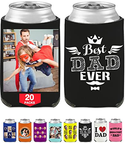 Set di 20 contenitori refrigeranti personalizzati per bottiglie di birra, con testo fotografico, regali personalizzati per festa del papà compleanno