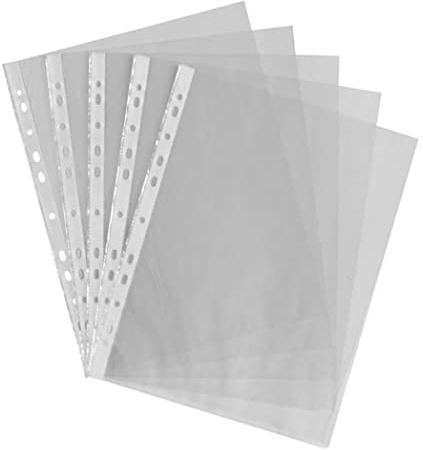 NIDONE Clear Punched Pockets A4 Clear Plastic Files Ring Binder Folders Filing Wallet Sheet Protector 100PCS Home Organisers