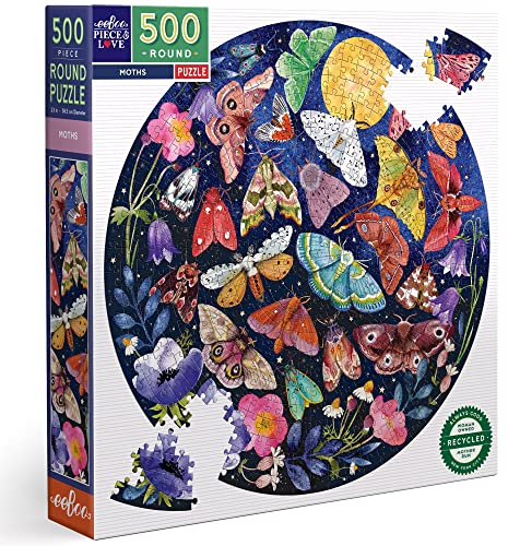 eeBoo - Round Puzzle 500 pcs - Moths - (EPZFMOT