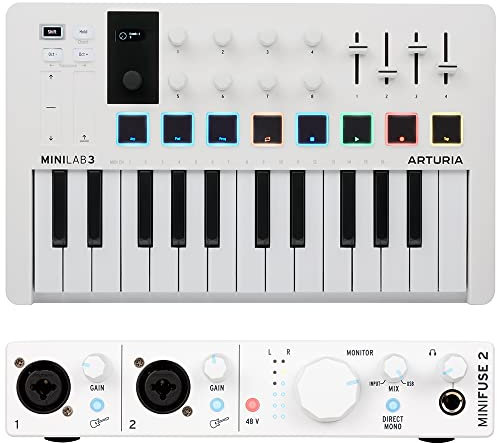 Arturia - MiniFuse 2 - Compact USB Audio & MIDI Interface with Creative Software for Recording & MiniLab 3 - Universal MIDI Controller for Music Production