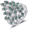 Ringe Frauen Silber 925 Damen Breit Glitzer Pfau Eröffnungsbildschirm Schlicht Ringe Bling Zirkonia Fingerring Verlobungsring Eheringe Verstellbar (Grün)