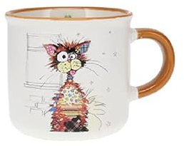 KIUB Mini mug timbale expresso avec des animaux - motif chat marron stylisé Ziggy- Hauteur 6,5CM - porcelaine fine