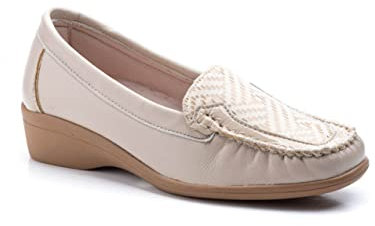 Mocasines para Mujer de Piel cómodos Zapatos clásicos de Vestir y Casual Zapatillas 24 Horas señora Calzado de Verano e Invierno Tipo Penny en Gamuza