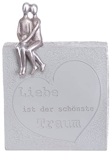 Brandsseller Herz Spardose mit Liebespaar 14x10x5 cm Sparbüchse Liebe ist der schönste Traum !