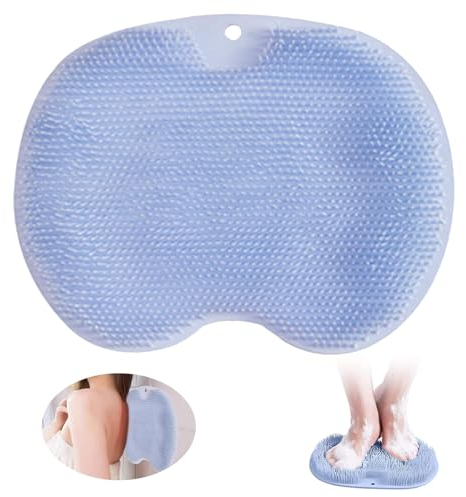 Utschfestes Silikon-Massagepad, Rückenschrubber, Wäscher Massagegerät Dusche mit Saugnapf Silikon, Massager-Reiniger, Silikons Dusch Rückenschrubber, Badematte für Peeling,Badematten(Blau)