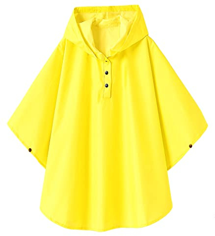 CAMLAKEE Poncho antipioggia per bambini, per ragazze, impermeabile, con cappuccio, giallo., 86-104