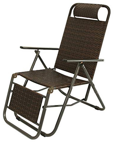 Sunloungers Brauner Rattan-Liege-Terrassenstuhl | Zero Gravity Locking Recliner Chair Wohnzimmer Garten Rasen | Outdoor-Liegestuhl Übergröße zusammenklappbar, max. 150 kg