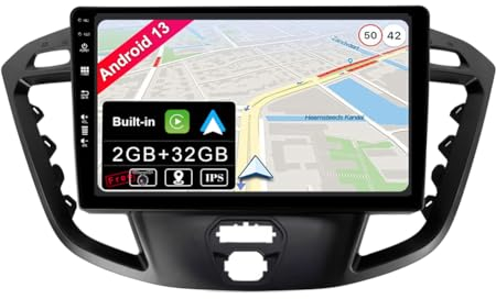 BXLIYER Android 14 IPS Autoradio Passt für Ford Tourneo Transit Custom (2013-2021) - Eingebautes CarPlay Android Auto - KOSTENLOS Rückfahrkamera - 2G+32G - 9 Zoll 2 Din -DAB Lenkradsteuerung Fast-boot