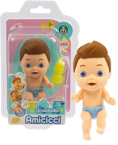 Amicicci Pinkeln, interaktive kleine Puppen mit PIPI-Funktion und Abnehmbarer Windel, Spiele Kinder 3 Jahre, lustige und lustige Ausdrücke, 5 Sammlerstücke, Cicciolucas
