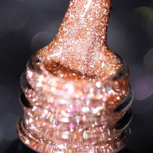 BURANO Reflective Diamond Nail Glitter Gel Polish, Sparkly Holographic Glitters Shiny Gel Polish, 7.3ml UV Lamp Required (JL23)