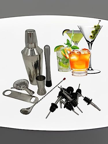 Premium Stainless Steel Cocktail Shakers Set: Bartender Kit, Cocktail Making Kit with Shaker, Jigger, Muddler, Strainer, Pourers, Mixing Spoon, and Bar Blade (Copper, 7 Piece)