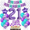 Deko 21. Geburtstag Frau, Luftballons 21 Geburtstag deko Frauen lila, Geburtstagsdeko 21 Jahre Frauen Dekoration, Ballon 21. Geburtstag Frauen lila Tortendeko 21. Geburtstag deko Luftballon Frau
