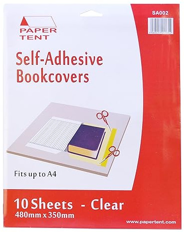 Paper Tent Self-Adhesive Clear Book Covers, A4-50 Sheets