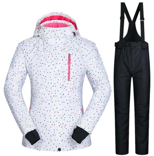 Hcclijo Damen Winter-Skianzug Jacke Hose Snowboard-Mantel Schnee Camping Winddicht Wasserdicht Thermisch Atmungsaktiv Sets i And Black L