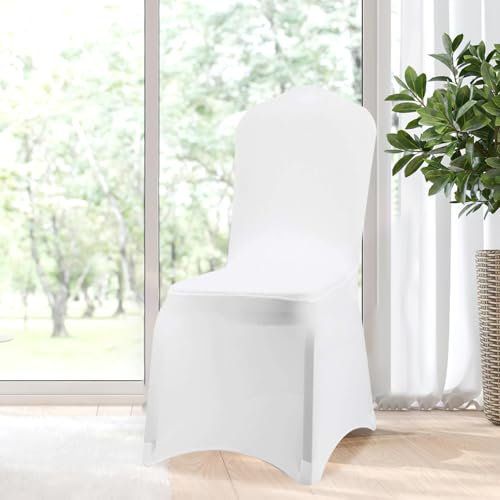 Izrielar 100 Stück Stuhlhussen, Stuhlüberzug für die Dekoration von Bankett Party und Hochzeit, Chair Cover, Weiß Stretch Stuhlbezug