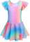 Arshiner Ballettkleider Mädchen Masche Gerüschte Kurze Ärmel Ballettkleidung Tanzkleid Ballettanzug Kinder Baumwolle Glitzer Balletttrikot mit Tüllrock Muster 2/130