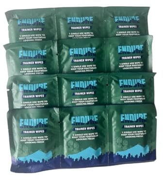Endure NEW Trainer cleaner and Shoe cleaner wipes - Dual textured wipe for effective on the go shoe and trainer cleaning. – Individually wrapped sneaker wipes (12 per pack)
