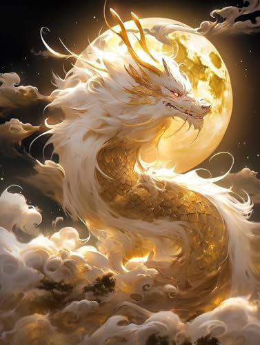 Kreuzstich Stickpackungen Vorgedruckt, Mythischer Drache,A,40 * 50cm Stickbilder Vorgedruckt Kreuzstich Stickpackung Sticken Stickbild Set für Erwachsene Anfänger, Cross Stitch Kit