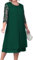 OBEEII Women's Plus Size Chiffon Dress Half Sleeve Round Neck Floral Embroidery Party Wedding Guest Cocktail Dress UK Dark Green 1XL