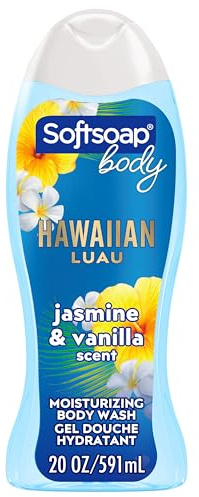 Softsoap Hawaiian Luau Moisturizing Body Wash, pH Balanced, Jasmine and Vanilla Scent, 20 fl oz