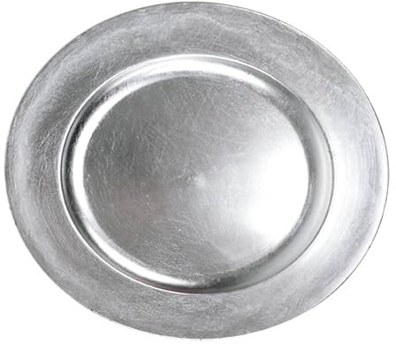 Sternfabrik Großer Deko- & Gebäckteller Silber 33cm Ø Plätzchen Weihnachten Tisch Dekoration großer Teller