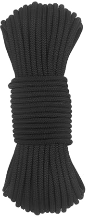 NewDoar Statisches Kletterseil 6 mm Zubehör Seil für Baumpfleger, Bergsteigen, Segelboot Seil, Dockleinen, Schleppseil-Schwarz/15M